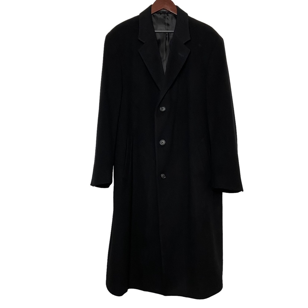 Bill Blass Black Label Cashmere Blend Men’s 44 Long Trench Coat Black